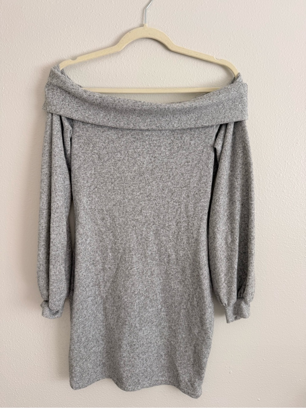Off-Shoulder Gray Women's Sweater Dress